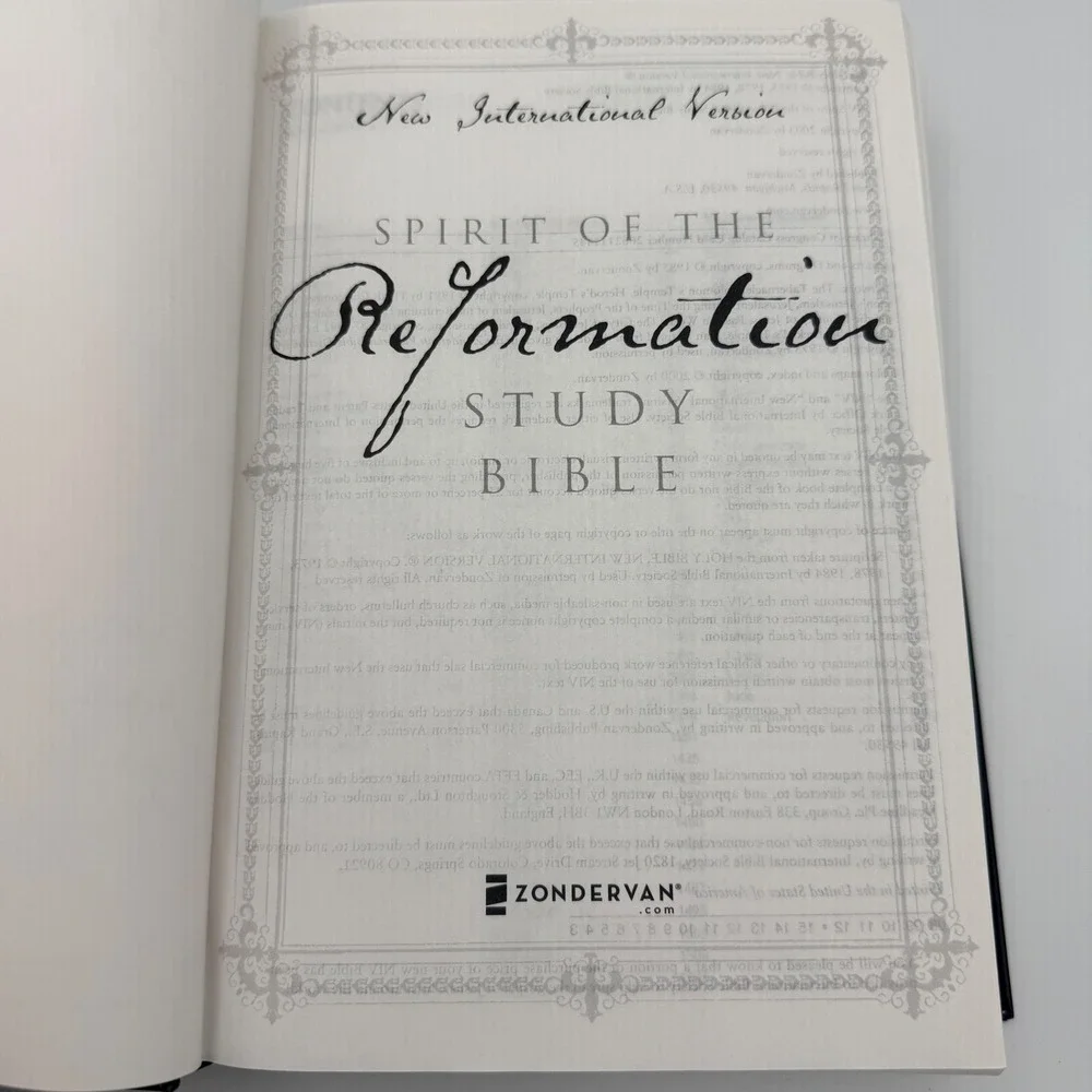 NIV SPIRIT OF THE REFORMATION STUDY BIBLE Pratt Richard Jr. Hardcover Zondervan